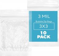 protective bubble pouch- 10 pack, 3" x 3" resealable zip bags, 3 mil thickness, double-sided cushion wrap bags for fragile components storage, mailing & shipping logo