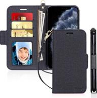 rfid-блокировка ручной работы flip folio wallet case с прорезями для карт и съемным ручным ремешком для apple iphone 11 pro max 6,5 "2019 - skycase iphone 11 pro max 6,5", черный логотип