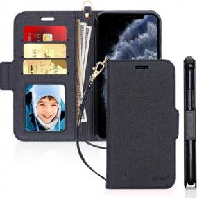 img 4 attached to RFID Blocking Handmade Flip Folio Wallet Case With Card Slots And Detachable Hand Strap For Apple IPhone 11 Pro Max 6.5" 2019 - Skycase IPhone 11 Pro Max 6.5", Black
