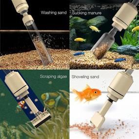 img 1 attached to 🐠 Bedee Electric Fish Tank Cleaner 6-in-1 Aquarium Vacuum Gravel Cleaner for Sand Cleaning, Automatic Water Changer and Filter System, Removable Siphon Device, 18W IP68 Waterproof – Safely Efficient, Beige