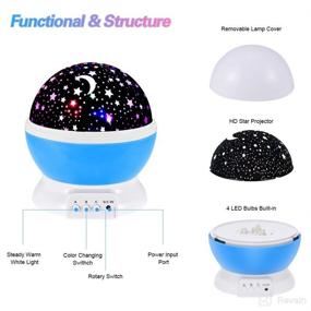 img 2 attached to 🌙 SnowCinda Toys: Moon Star Projector Light for 2-8 Year Old Boys - 360 Degree Rotation, 8 Color Changing Night Light - Best Gifts for 4-6 Year Old Boys (Blue)