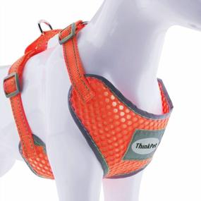 img 4 attached to Halloween Reflective Air Mesh No Pull Puppy Harness For Small Medium Dogs - Ventilation Choke Free Over Head Vest (Neon Orange, M) By ThinkPet
