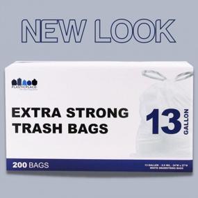 img 3 attached to Plasticplace 13 Gallon Drawstring Garbage Bags │ 1.2 Mil Thickness │ White Can Liners │ 24''X27'' (Pack Of 200) (D13123WH)