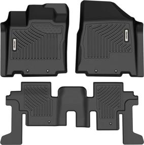 img 4 attached to 🔲 OEDRO Floor Mats: Custom Fit for 2013-2020 Nissan Pathfinder, Infiniti JX35 & QX60 – Black TPE All-Weather Guard