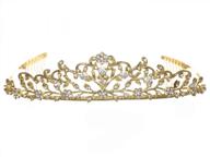 👑 clear crystal gold plated samky flower vine bridal tiara crown t710 - enhanced seo logo