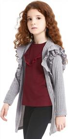 img 2 attached to Длинный вязаный кардиган-пальто для девочек - однотонный свитер, верхняя одежда, размеры 6-13 лет