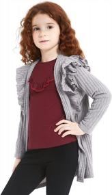 img 4 attached to Длинный вязаный кардиган-пальто для девочек - однотонный свитер, верхняя одежда, размеры 6-13 лет