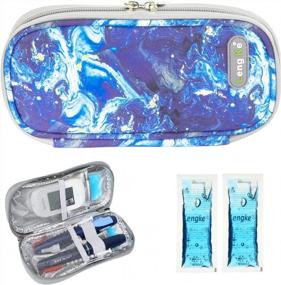 img 4 attached to YOUSHARES Insulin Cooler Travel Case - Portable Medication Insulated Diabetic Travel Case For Insulin Pen And Diabetic Supplies With 2 TSA Approved Cooler Ice Pack (Quicksand Blue)