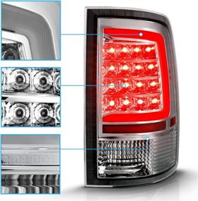 img 2 attached to 🚗 AmeriLite LED Tube Chrome Replacement Tail Light Assembly Pair for 2009-2022 Dodge Ram 1500 / 10-22 Ram 2500 3500 Pickup - C-Type, Passenger and Driver Side