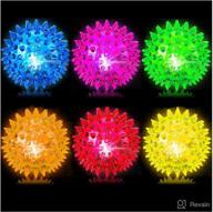 🔮 bouncy light up ball for kids - led flashing spiky sensory stress balls: perfect fidget sensory toy & party favor for toddlers 1-3 - 2.55inch glow in the dark fun! logo