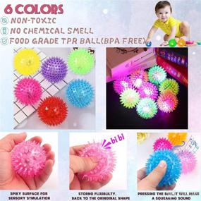 img 1 attached to 🔮 Bouncy Light Up Ball for Kids - LED Flashing Spiky Sensory Stress Balls: Perfect Fidget Sensory Toy & Party Favor for Toddlers 1-3 - 2.55inch Glow in the Dark Fun!