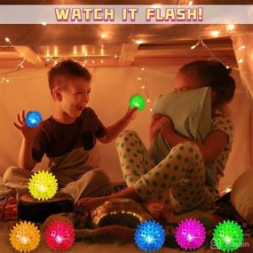 img 3 attached to 🔮 Bouncy Light Up Ball for Kids - LED Flashing Spiky Sensory Stress Balls: Perfect Fidget Sensory Toy & Party Favor for Toddlers 1-3 - 2.55inch Glow in the Dark Fun!