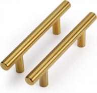 upgrade your kitchen and dresser with lontan 10 pack gold cabinet pulls - solid brass, euro style t-bar, and brushed finish logo