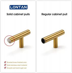 img 2 attached to Upgrade Your Kitchen And Dresser With LONTAN 10 Pack Gold Cabinet Pulls - Solid Brass, Euro Style T-Bar, And Brushed Finish