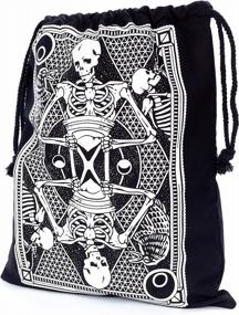 img 2 attached to Washable Canvas Trick Or Treat Tote Bag With Drawstring For Skeleton Halloween Candy