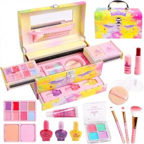 img 4 attached to Unicorn Little Girls Makeup Kit - Real Washable Makeup, Powder, And Lipsticks For Kids Toddlers, Perfect For Princess Birthday And Christmas Gifts