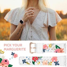 img 1 attached to Marguerite: Anti Yellow Compatible Apple Watch Band With Bumper Case | 41Mm 40Mm 38Mm For Series 8 7 6 5 4 3 2 1