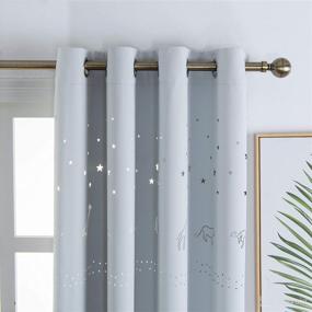 img 2 attached to MANGATA CASA Baby Nursery Blackout Curtains with Animal Cutout Design for Boy Kids Room - 2 Panels, Greyish White Grommet Darkening Drapes with Die Cut Window - 52X63IN, Perfect for Children Room