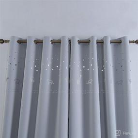 img 1 attached to MANGATA CASA Baby Nursery Blackout Curtains with Animal Cutout Design for Boy Kids Room - 2 Panels, Greyish White Grommet Darkening Drapes with Die Cut Window - 52X63IN, Perfect for Children Room