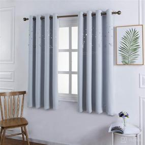 img 4 attached to MANGATA CASA Baby Nursery Blackout Curtains with Animal Cutout Design for Boy Kids Room - 2 Panels, Greyish White Grommet Darkening Drapes with Die Cut Window - 52X63IN, Perfect for Children Room