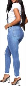 img 3 attached to Comfy And Chic: Zylioo Women'S Stretch Ripped Jean Overalls With Adjustable Y-Back Strap And Pockets