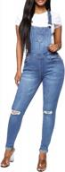 удобство и шик: женский эластичный рваный джинсовый комбинезон zylioo с регулируемым ремешком y-back и карманами логотип