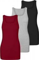 3 pack women's cotton camisoles: extra long layering tank tops for sleeveless style logo