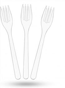 img 4 attached to Clear Disposable Plastic Forks Bulk - TashiBox 66 Sets Of Heavyweight Party Cutlery For Convenient Entertaining