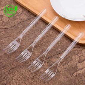 img 2 attached to Clear Disposable Plastic Forks Bulk - TashiBox 66 Sets Of Heavyweight Party Cutlery For Convenient Entertaining