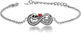 img 4 attached to ONEFINITY Nightmare Anklet Gifts Sterling Sliver Jack And Sally Anklets Nightmare Jewelry Jack And Sally Christmas Gifts Skull Ankle Bracelets For Women Her