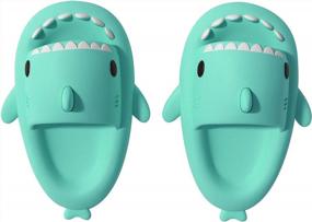 img 4 attached to Men & Women'S Cute Shark Slides - Anti-Slip Open Toe House Shoes For Beach Or Casual Wear!