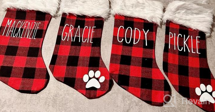 img 1 attached to 12 Pack Of Sattiych Mini Christmas Stockings: 6.3 Inches Red And Black Buffalo Plaid Farmhouse Design With Faux Fur Cuff review by David Perry