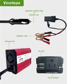 img 2 attached to 💡 Vnvehepo 150W Car Power Inverter - DC 12V to 110V AC Converter with Dual USB Ports and AC Outlets - Car Outlet Adapter for Laptop Computers & Charging Devices