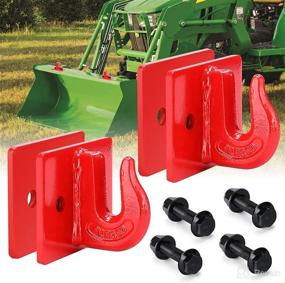 img 4 attached to 🚜 AUTOBOTS 3/8" Tractor Bucket Grab Hook (2 Pack) - 15,000lbs Break Strength | Grade 70 Forged Steel Bolt Compatible for John Deere Trucks, UTVs, ATVs, and Tractor Buckets | Red Color