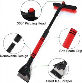 img 2 attached to Extendable Rest-Eazzzy Snow Brush And Ice Scraper For Car Windshield With Rotating Brush Head, Foam Grip, And Heavy Duty ABS (Red) - 2-In-1 Tool With Better SEO