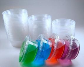 img 3 attached to 🥤 200 Sets of TashiBox 3.25 Ounce Disposable Plastic Jello Shot Cups with Lids – Convenient Souffle Portion Cups