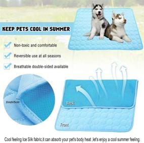 img 3 attached to VeMee Self-Cooling Mat For Dogs And Cats - Ice Silk Pet Crate Pad With Breathable Fabric - Portable, Washable, And Ideal For Outdoor And Home Use (28 X 22In, Blue)