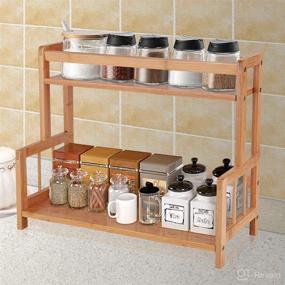 img 3 attached to 🌿 Ufine 2-Tier Bamboo Spice Rack Organizer: Space-Saving Kitchen Countertop Storage Shelf for Bottles and Jars - Free Standing or Under Cabinet Bathroom Holder