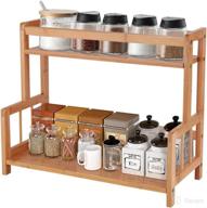 🌿 ufine 2-tier bamboo spice rack organizer: space-saving kitchen countertop storage shelf for bottles and jars - free standing or under cabinet bathroom holder logo