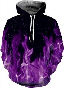 img 4 attached to Bring Style To Your Wardrobe With Loveternal'S 3D Printed Pullover Hoodie - Black And Purple Sweatshirts With Pockets For Men, Women, And Teens!