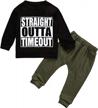 toddler boy clothes outfit set - straight outta time out letter sweatshirt top + camouflage pants logo