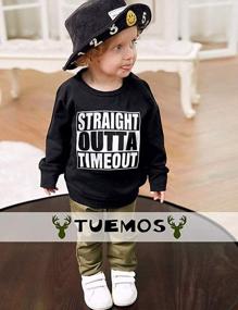 img 3 attached to Toddler Boy Clothes Outfit Set - Straight Outta Time Out Letter Sweatshirt Top + Camouflage Pants