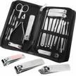 get perfectly groomed nails with our professional stainless steel manicure kit - 20-in-1 nail clippers and pedicure set with travel case logo