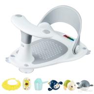 🐢 baby bath seat with secure suction cups: 6-24 months, water thermometer, turtle bath toys, and more logo