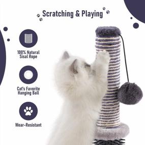 img 2 attached to Sturdy Double Base Plate Cat Scratching Post With Self Groomer And Toy - Ideal For Indoor Kittens And Cats - Jaoul 21