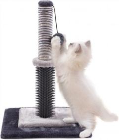 img 4 attached to Sturdy Double Base Plate Cat Scratching Post With Self Groomer And Toy - Ideal For Indoor Kittens And Cats - Jaoul 21