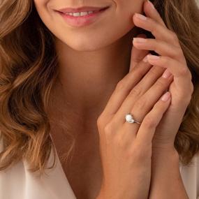 img 3 attached to Потрясающее серебряное кольцо Peora с опалом для женщин - дизайн с 3 камнями, 1,75 карата, круглая форма 8 мм - доступно в размерах от 5 до 9