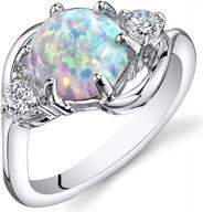 потрясающее серебряное кольцо peora с опалом для женщин - дизайн с 3 камнями, 1,75 карата, круглая форма 8 мм - доступно в размерах от 5 до 9 логотип
