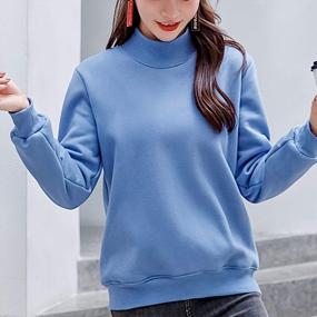 img 3 attached to Winter Sherpa Lined Mock Neck Sweatshirt For Women - Cozy Casual Pullover With Long Sleeves