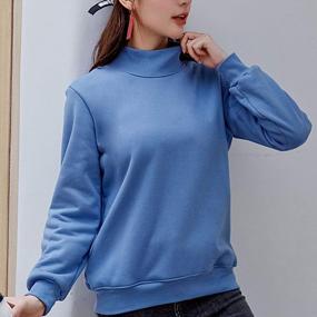 img 2 attached to Winter Sherpa Lined Mock Neck Sweatshirt For Women - Cozy Casual Pullover With Long Sleeves